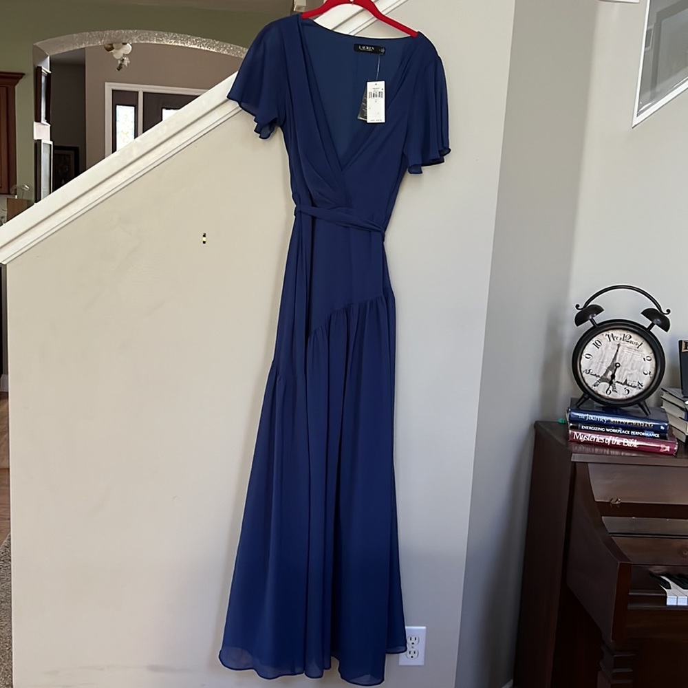 Lauren Ralph Lauren Crinkled Georgette Gown - Picture 9 of 15